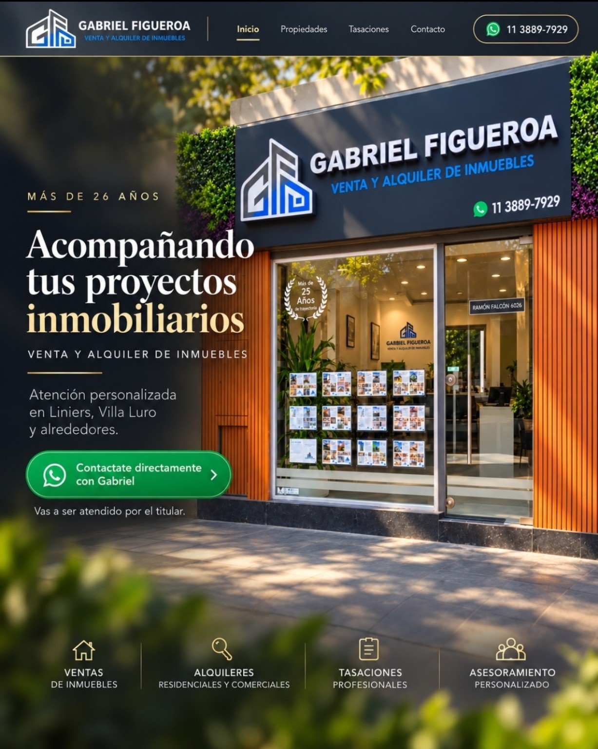 Diseño de portada de Gabriel Figueroa: inmobiliaria, ventas, alquileres, tasaciones y asesoramiento personalizado